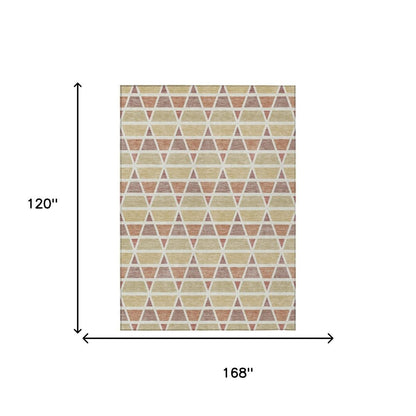 10' X 14' Copper And Orange Geometric Washable Indoor Outdoor Area Rug HomeRoots
