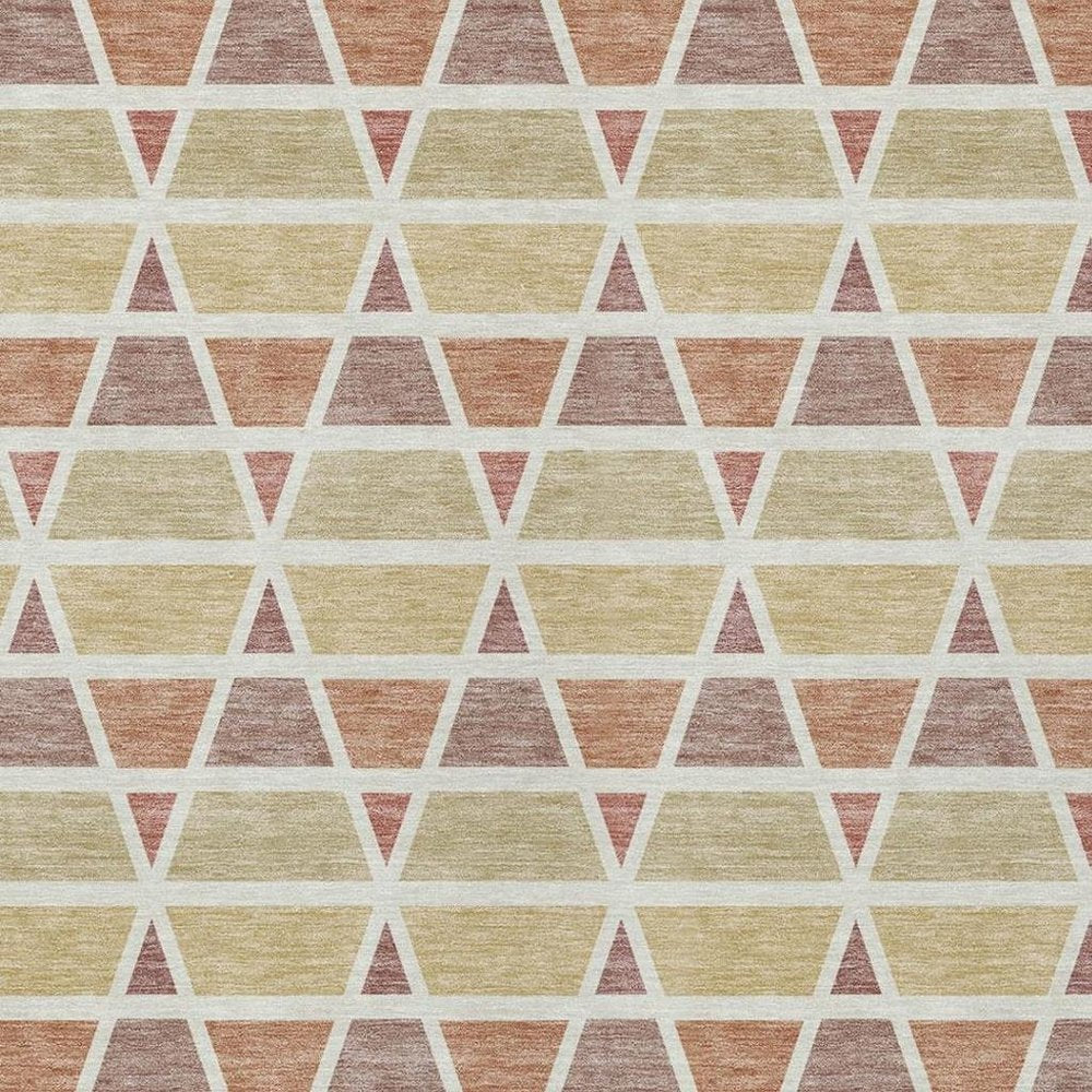 10' X 14' Copper And Orange Geometric Washable Indoor Outdoor Area Rug HomeRoots