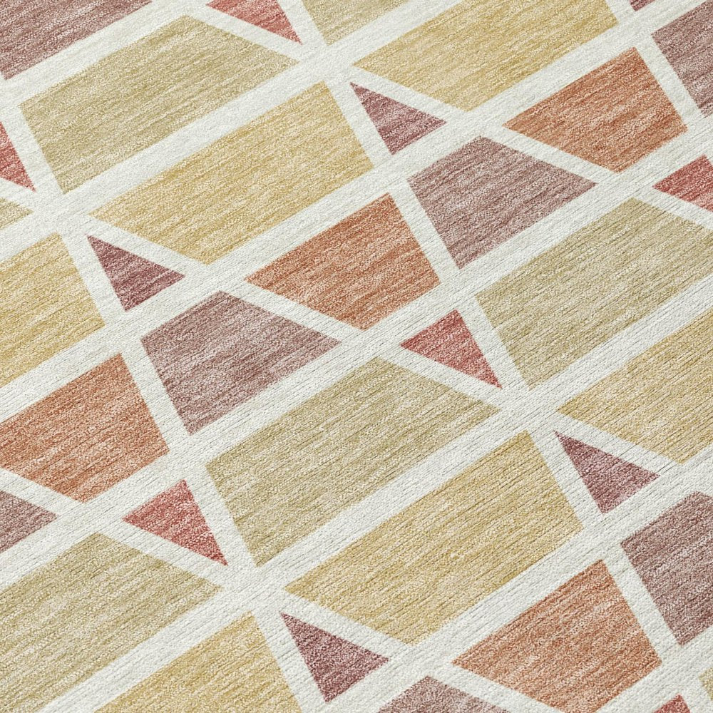 10' X 14' Copper And Orange Geometric Washable Indoor Outdoor Area Rug HomeRoots