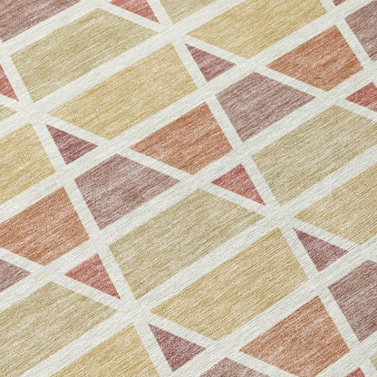 10' X 14' Copper And Orange Geometric Washable Indoor Outdoor Area Rug HomeRoots