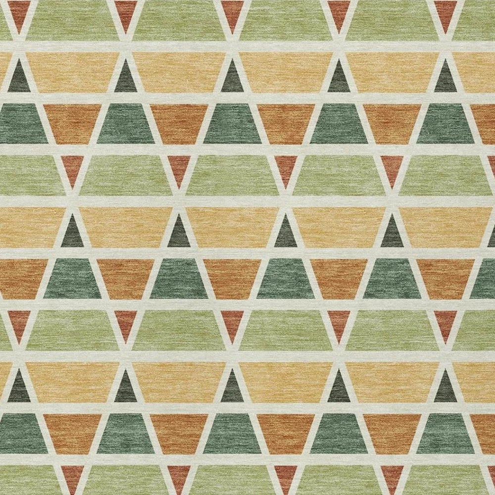 3' X 5' Fern Green And Green Geometric Washable Indoor Outdoor Area Rug HomeRoots