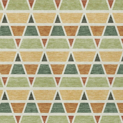 3' X 5' Fern Green And Green Geometric Washable Indoor Outdoor Area Rug HomeRoots