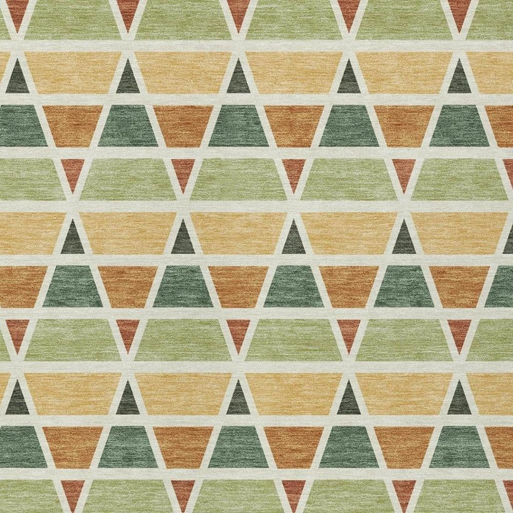 5' X 8' Fern Green And Green Geometric Washable Indoor Outdoor Area Rug HomeRoots