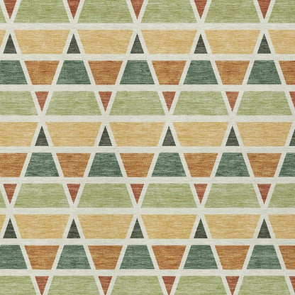 5' X 8' Fern Green And Green Geometric Washable Indoor Outdoor Area Rug HomeRoots