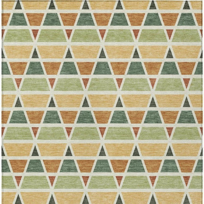 5' X 8' Fern Green And Green Geometric Washable Indoor Outdoor Area Rug HomeRoots