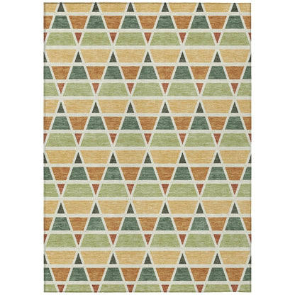 5' X 8' Fern Green And Green Geometric Washable Indoor Outdoor Area Rug HomeRoots