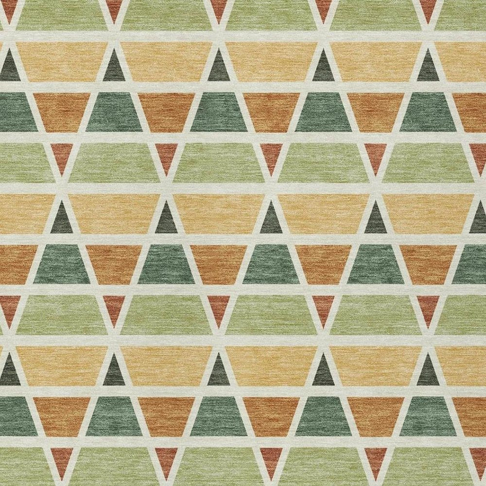 9' X 12' Fern Green And Green Geometric Washable Indoor Outdoor Area Rug HomeRoots