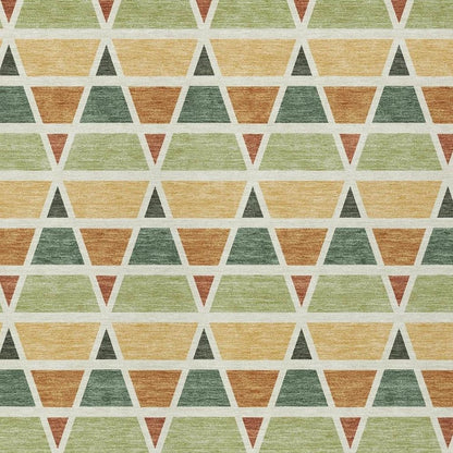 9' X 12' Fern Green And Green Geometric Washable Indoor Outdoor Area Rug HomeRoots