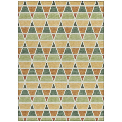9' X 12' Fern Green And Green Geometric Washable Indoor Outdoor Area Rug HomeRoots