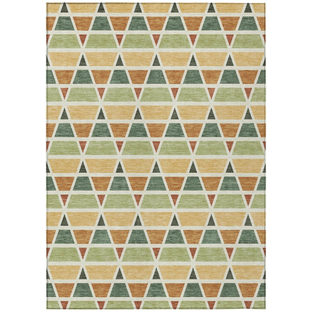 9' X 12' Fern Green And Green Geometric Washable Indoor Outdoor Area Rug HomeRoots