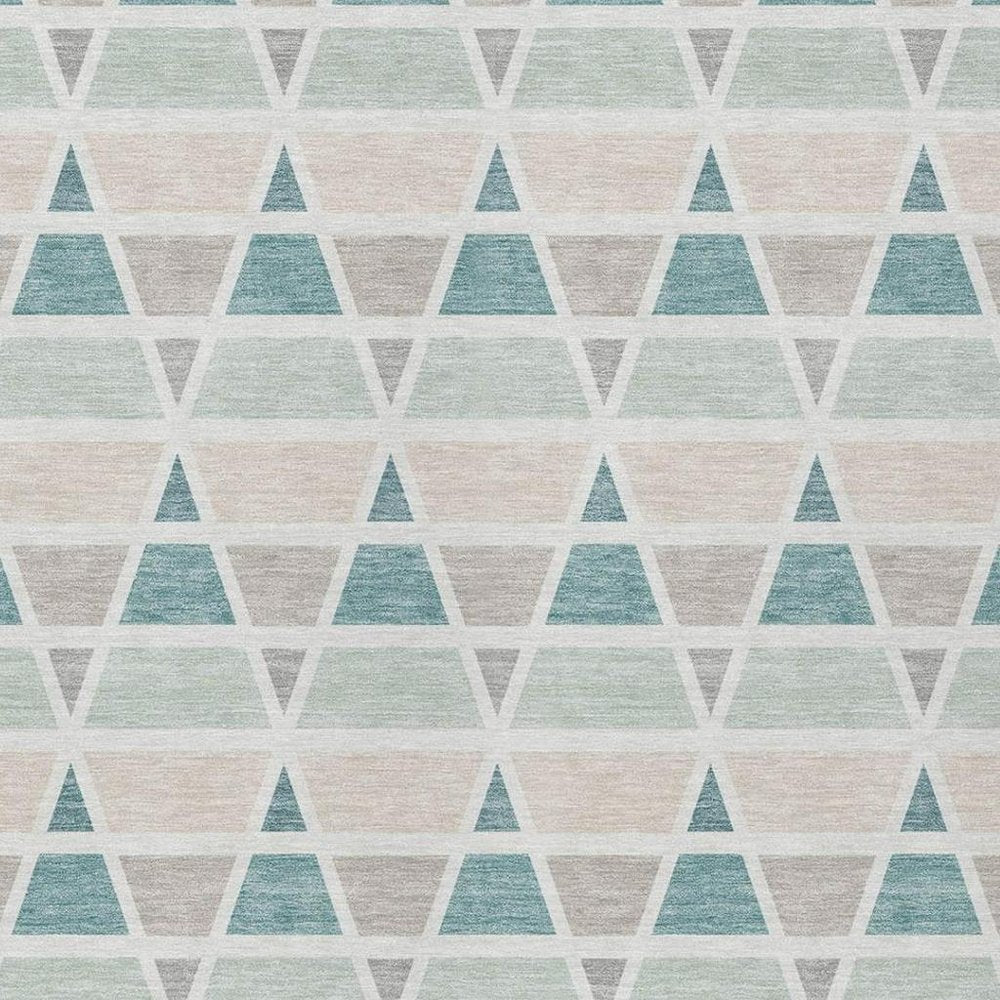 3' X 5' Mint Green And Green Geometric Washable Indoor Outdoor Area Rug HomeRoots