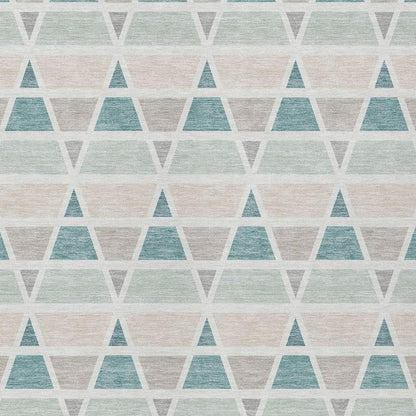 3' X 5' Mint Green And Green Geometric Washable Indoor Outdoor Area Rug HomeRoots
