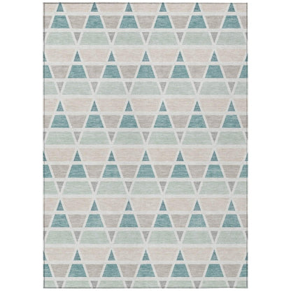 3' X 5' Mint Green And Green Geometric Washable Indoor Outdoor Area Rug HomeRoots