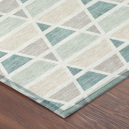 8' Mint Green And Green Round Geometric Washable Indoor Outdoor Area Rug HomeRoots