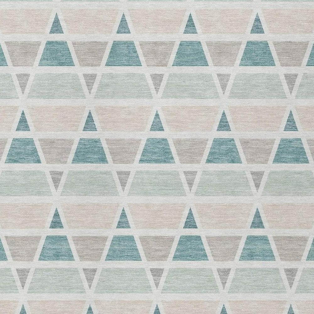 8' X 10' Mint Green And Green Geometric Washable Indoor Outdoor Area Rug HomeRoots