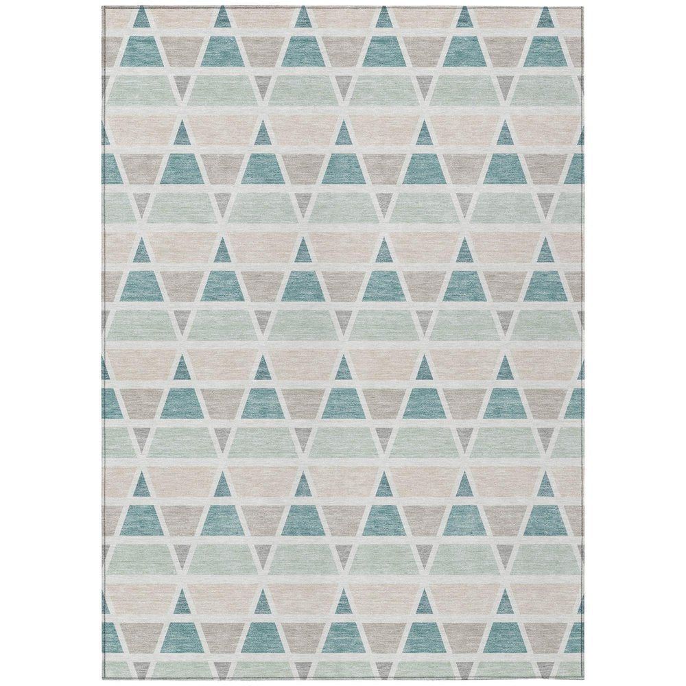 8' X 10' Mint Green And Green Geometric Washable Indoor Outdoor Area Rug HomeRoots