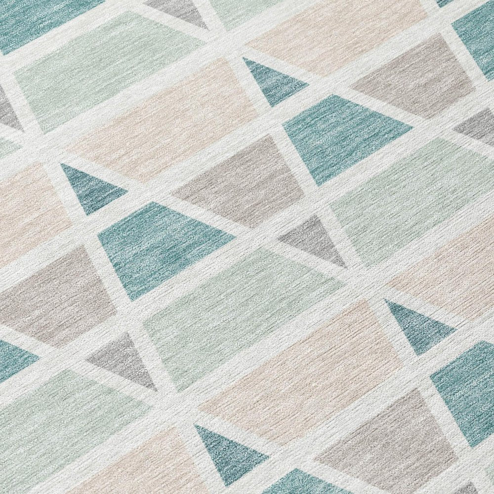 8' X 10' Mint Green And Green Geometric Washable Indoor Outdoor Area Rug HomeRoots