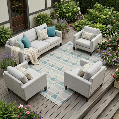 8' X 10' Mint Green And Green Geometric Washable Indoor Outdoor Area Rug HomeRoots