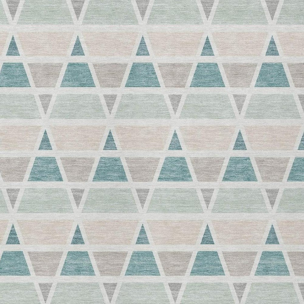 9' X 12' Mint Green And Green Geometric Washable Indoor Outdoor Area Rug HomeRoots