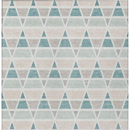 9' X 12' Mint Green And Green Geometric Washable Indoor Outdoor Area Rug HomeRoots