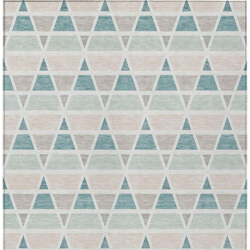 10' X 14' Mint Green And Green Geometric Washable Indoor Outdoor Area Rug HomeRoots