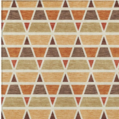 3' X 5' Orange And Cream Geometric Washable Indoor Outdoor Area Rug HomeRoots