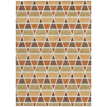 3' X 5' Orange And Cream Geometric Washable Indoor Outdoor Area Rug HomeRoots