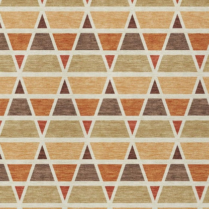 5' X 8' Orange And Cream Geometric Washable Indoor Outdoor Area Rug HomeRoots