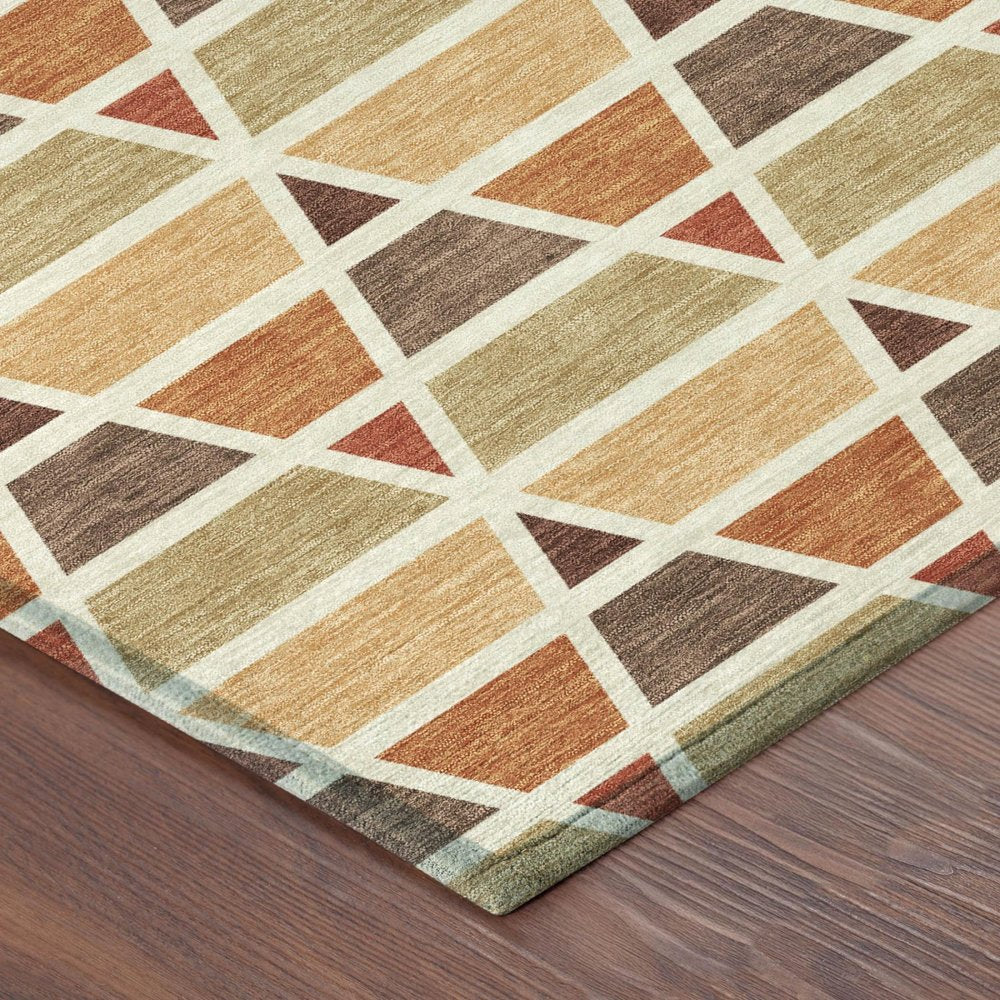 8' Orange And Cream Round Geometric Washable Indoor Outdoor Area Rug HomeRoots