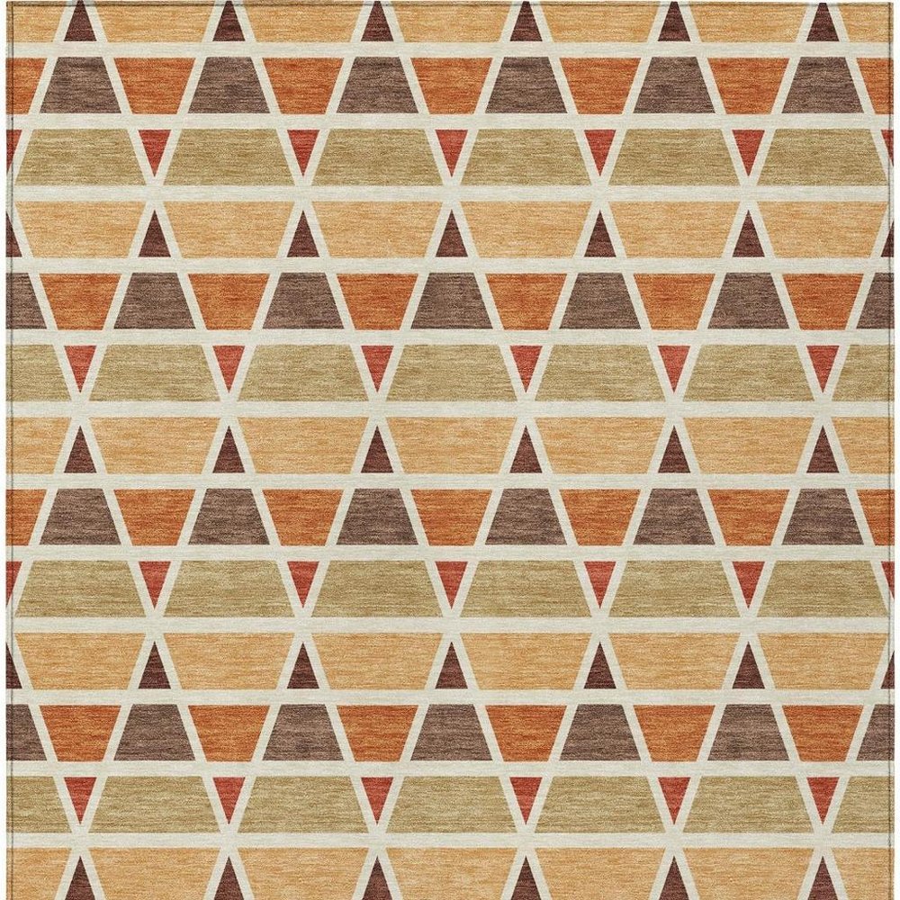 8' X 10' Orange And Cream Geometric Washable Indoor Outdoor Area Rug HomeRoots