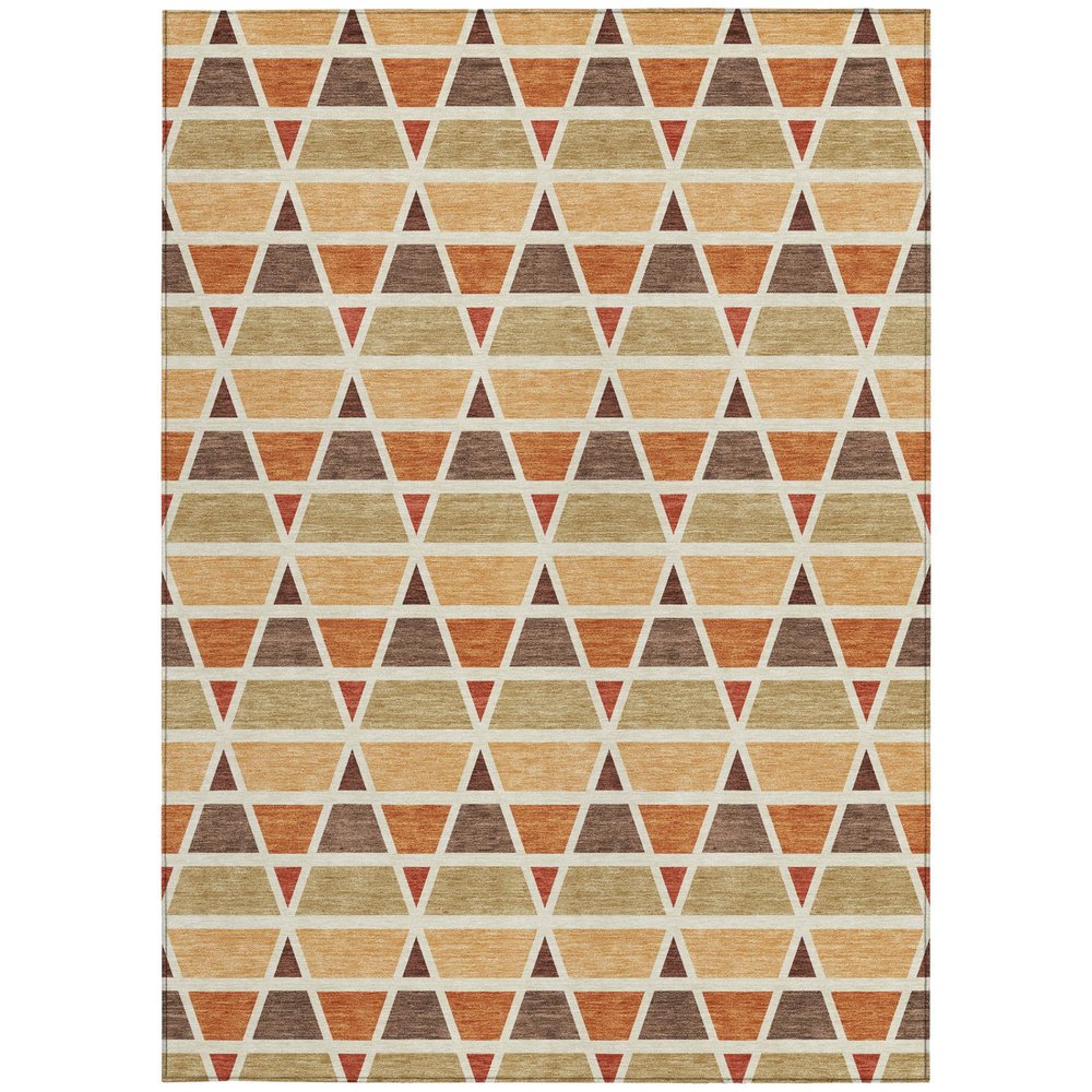 8' X 10' Orange And Cream Geometric Washable Indoor Outdoor Area Rug HomeRoots