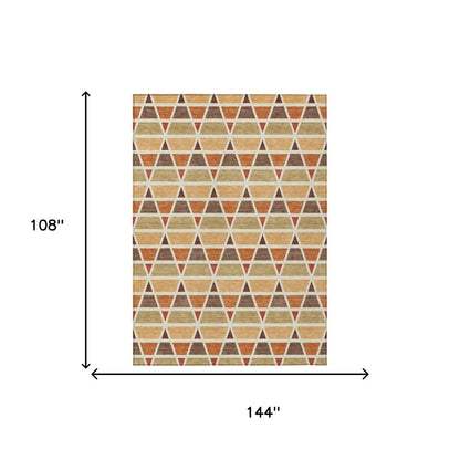 9' X 12' Orange And Cream Geometric Washable Indoor Outdoor Area Rug HomeRoots