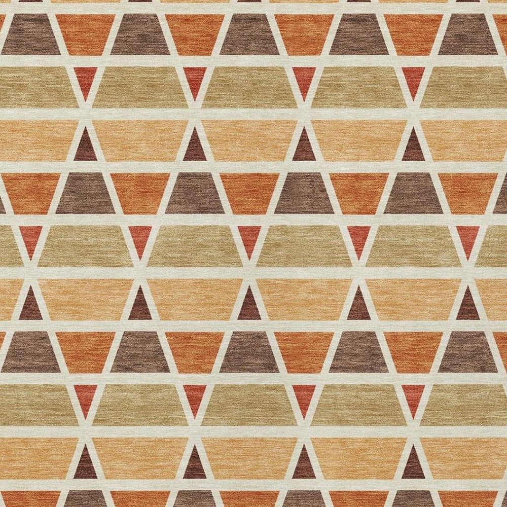 9' X 12' Orange And Cream Geometric Washable Indoor Outdoor Area Rug HomeRoots