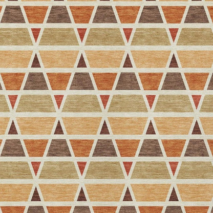 9' X 12' Orange And Cream Geometric Washable Indoor Outdoor Area Rug HomeRoots