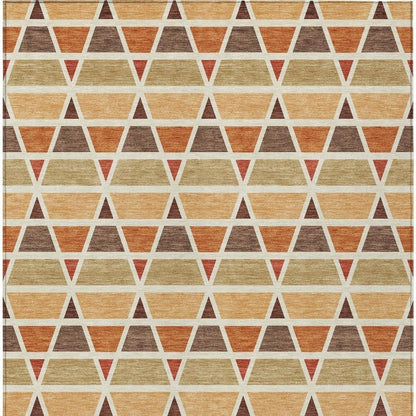 9' X 12' Orange And Cream Geometric Washable Indoor Outdoor Area Rug HomeRoots