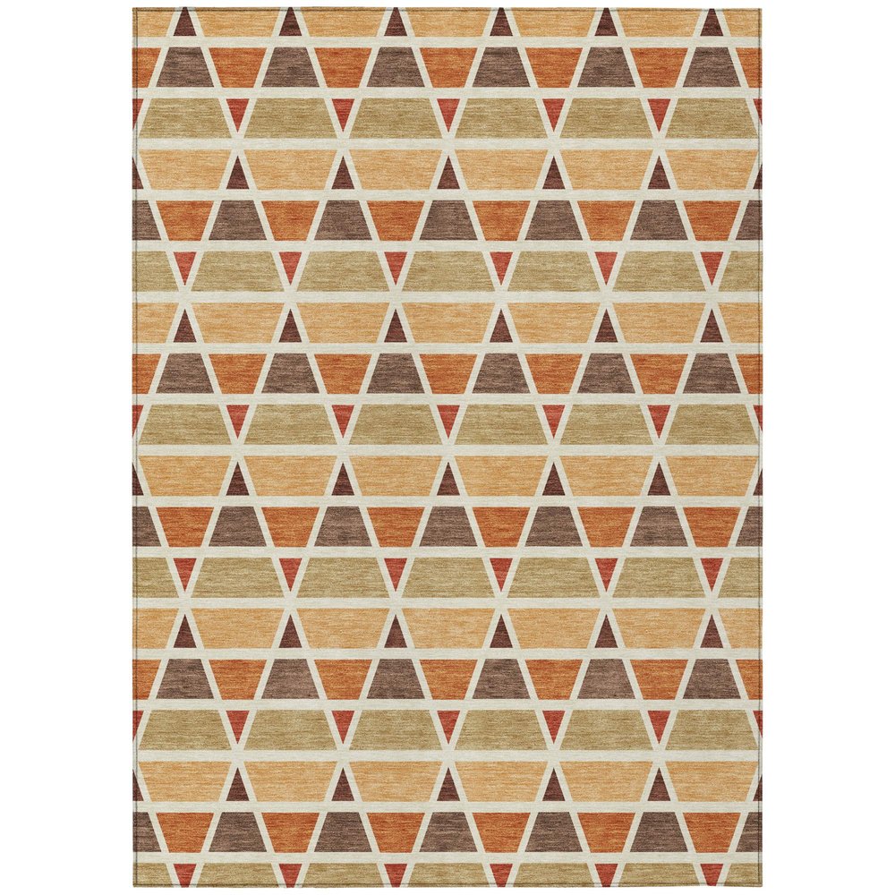9' X 12' Orange And Cream Geometric Washable Indoor Outdoor Area Rug HomeRoots