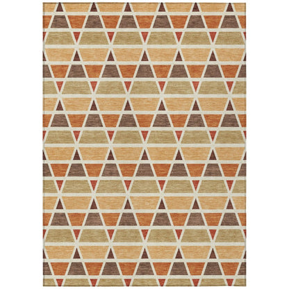 9' X 12' Orange And Cream Geometric Washable Indoor Outdoor Area Rug HomeRoots