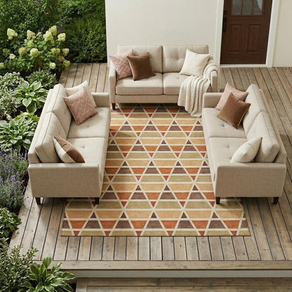9' X 12' Orange And Cream Geometric Washable Indoor Outdoor Area Rug HomeRoots