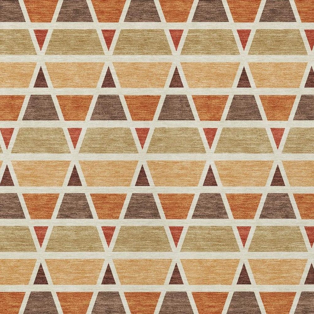 10' X 14' Orange And Cream Geometric Washable Indoor Outdoor Area Rug HomeRoots