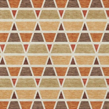 10' X 14' Orange And Cream Geometric Washable Indoor Outdoor Area Rug HomeRoots