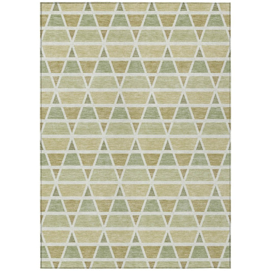 5' X 8' Sage And Green Geometric Washable Indoor Outdoor Area Rug HomeRoots