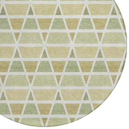 8' Sage And Green Round Geometric Washable Indoor Outdoor Area Rug HomeRoots