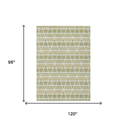 8' X 10' Sage And Green Geometric Washable Indoor Outdoor Area Rug HomeRoots