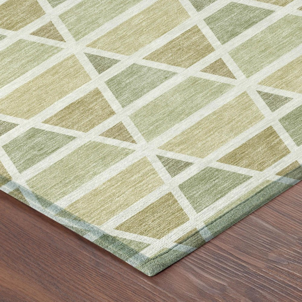 9' X 12' Sage And Green Geometric Washable Indoor Outdoor Area Rug HomeRoots