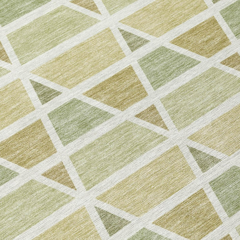 9' X 12' Sage And Green Geometric Washable Indoor Outdoor Area Rug HomeRoots