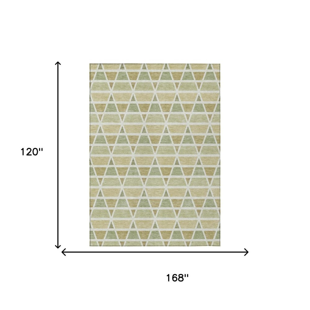 10' X 14' Sage And Green Geometric Washable Indoor Outdoor Area Rug HomeRoots