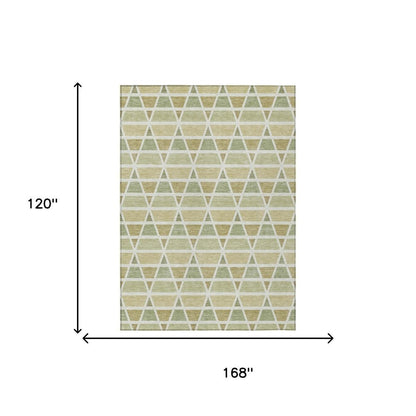 10' X 14' Sage And Green Geometric Washable Indoor Outdoor Area Rug HomeRoots