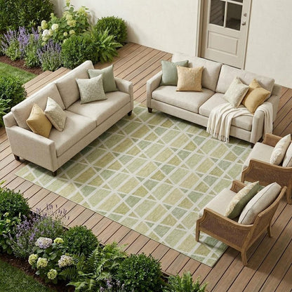 10' X 14' Sage And Green Geometric Washable Indoor Outdoor Area Rug HomeRoots