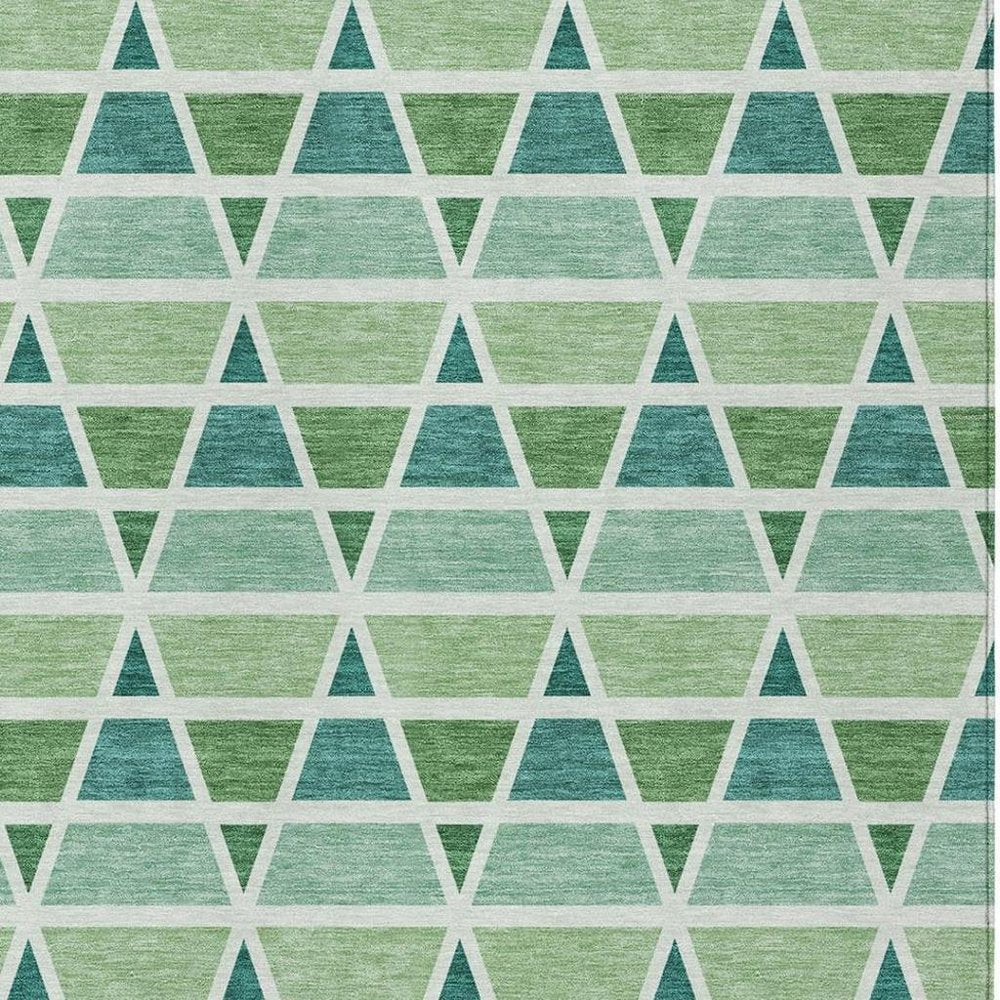 3' X 5' Teal Blue And Green Geometric Washable Indoor Outdoor Area Rug HomeRoots