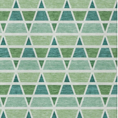 3' X 5' Teal Blue And Green Geometric Washable Indoor Outdoor Area Rug HomeRoots